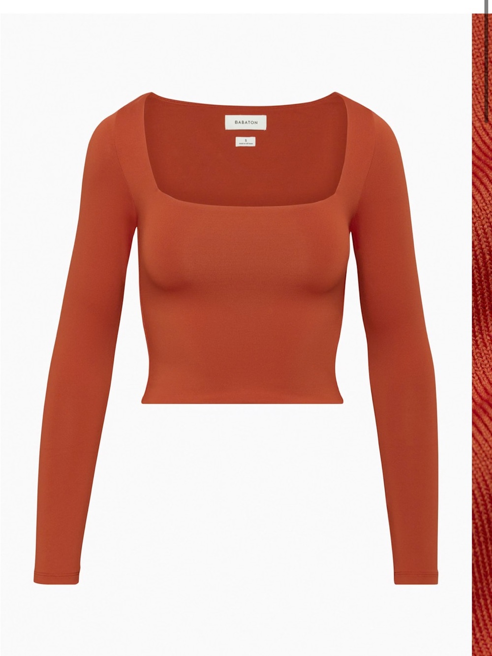 Babaton Aritzia Square-Neck Long-Sleeve Crop Top Size M